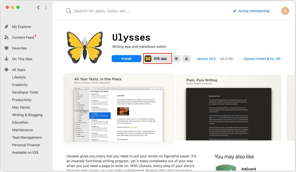 Ulysses setApp